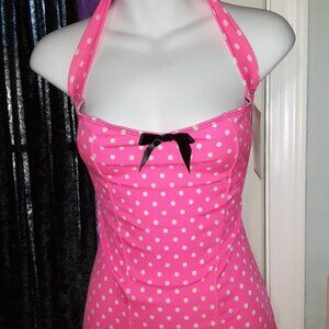 Lolita Girl Rockabilly Pencil Halter Dress Large Hot Pink